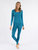 Womens Boho Solid Color Thermal Pajamas - Teal-Blue