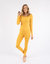 Womens Boho Solid Color Thermal Pajamas - Mustard-Yellow