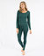 Womens Boho Solid Color Thermal Pajamas - Dark-Green