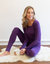 Womens Boho Solid Color Thermal Pajamas - Dark-Purple