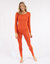 Womens Classic Solid Color Thermal Pajamas - Orange