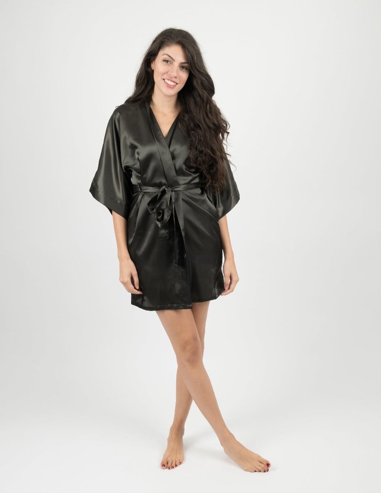 Womens Clearance Satin Robes - Charcoal