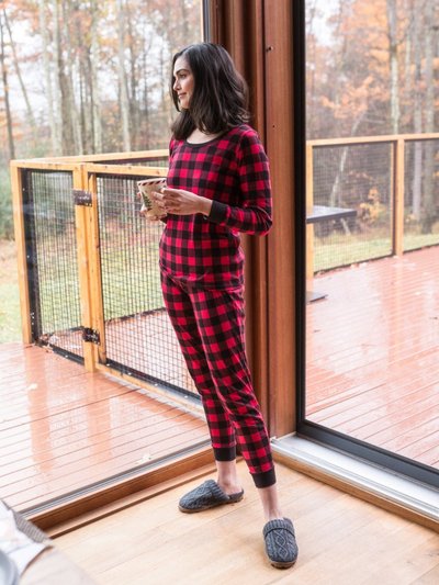 Leveret Women's Cotton Red & Black Plaid Pajama Set product