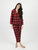 Women's Flannel Red & Black Plaid Button Down Pajamas - Red-Black