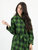 Womens Flannel Robe - green-black