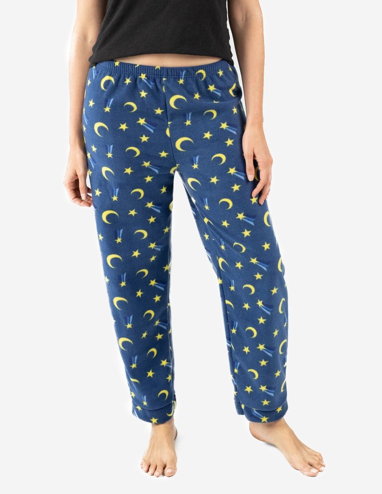 Women's Fleece Moon Pants - Moon-Star-Navy