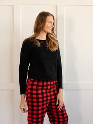 Womens Fleece Plaid Set - Red-black