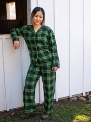 Women's Green & Black Plaid Flannel Pajamas