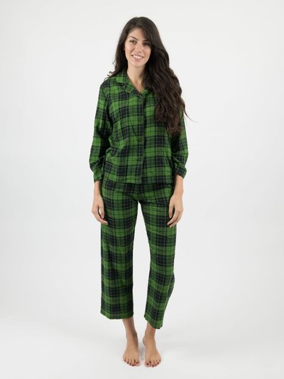 Leveret Women's Green & Black Plaid Flannel Pajamas product
