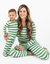 Women's Green & White Stripes Cotton Pajamas