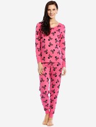 Women's Halloween Pajamas - Hot-Pink-Skull