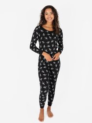 Women's Halloween Pajamas - skeleton-black