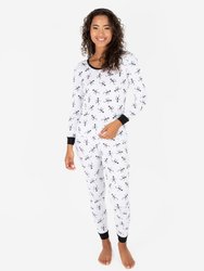 Women's Halloween Pajamas - Skeleton-White