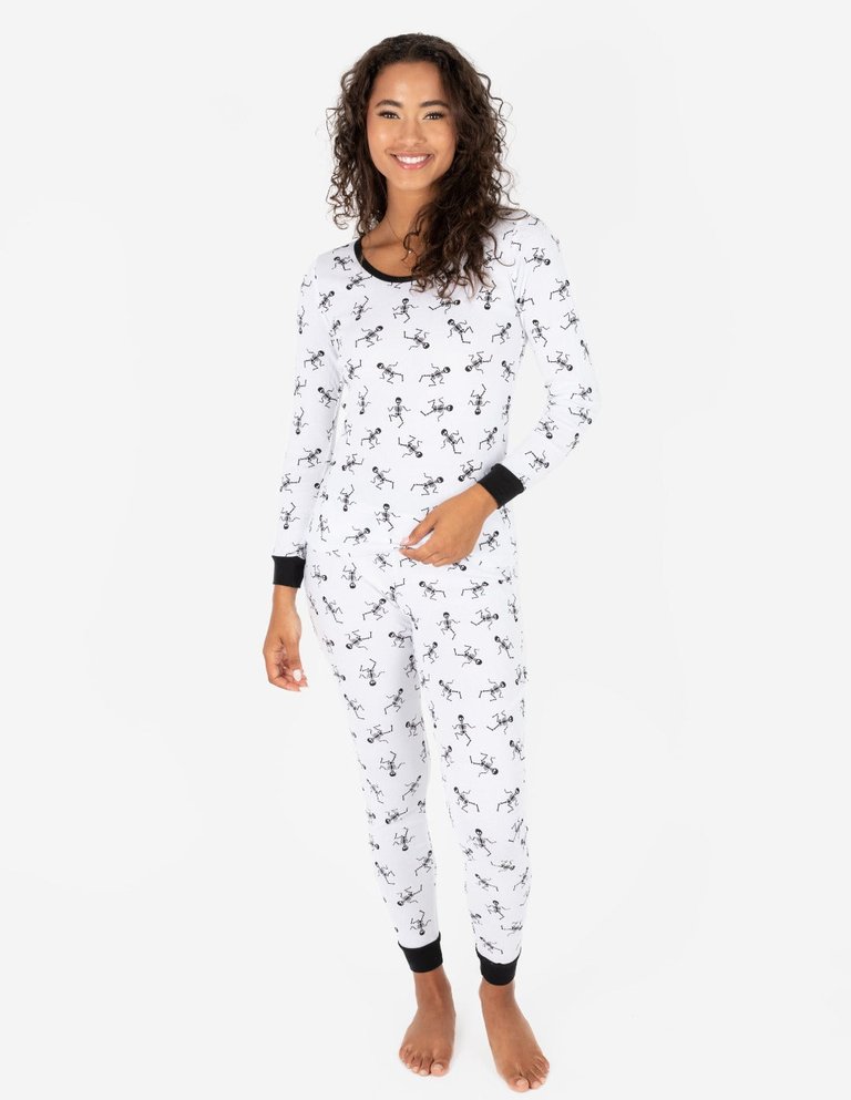 Women's Halloween Pajamas - Skeleton-White
