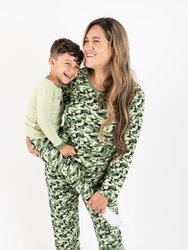 Womens Loose Fit Camouflage Print Pajamas - Camo Green