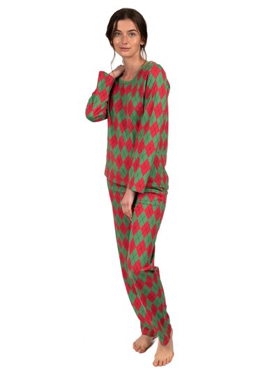 Leveret Women's Loose Fit Red & Green Argyle Pajamas product