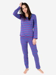 Womens Loose Fit Stripes Pajamas