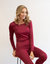 Womens Neutral Solid Color Thermal Pajamas - Maroon