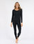 Womens Neutral Solid Color Thermal Pajamas - Navy