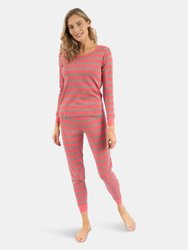 Womens Pink Stripes Cotton Pajamas