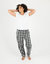 Womens Plaid Fleece Pants - Black-White