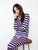 Womens Purple Stripes Cotton Pajamas - Purple-Navy