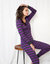 Womens Purple Stripes Cotton Pajamas