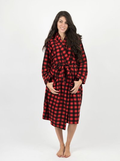 Leveret Women's Red & Black Plaid Fleece Robe product