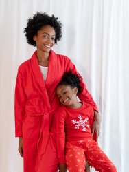 Women's Red Solid Color Flannel Robe