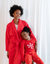 Women's Red Solid Color Flannel Robe