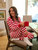 Womens Red & White Cotton Stripes Pajamas - Red White