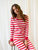 Womens Red & White Cotton Stripes Pajamas