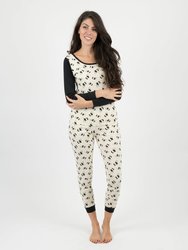 Womens Safari Cotton Pajamas - Panda-Off-White