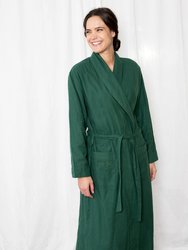 Womens Solid Color Flannel Robe - Green