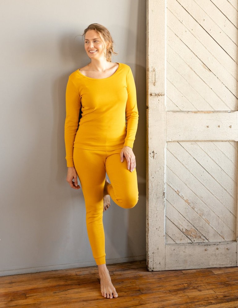 Women's Solid Mustard Yellow Pajamas - Mustard-Yellow