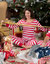 Womens Two Piece Red & White Stripes Cotton Pajamas