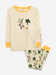 Zoo Animals Cotton Pajamas - Monkey - Yellow
