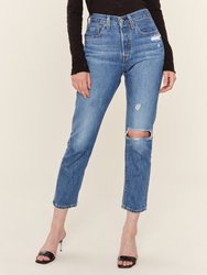 501 Distressed High Rise Cropped Skinny Jeans - Sansome Street