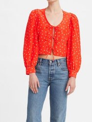 Fawn Tie Blouse - Red