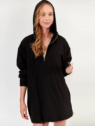 Abby Windbreaker Hoodie Dress - Black