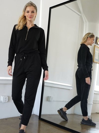 Lezat Ava Half Zip Modal Jumpsuit - Black product