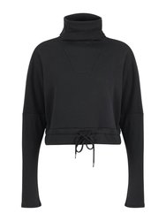 Britney Organic Cotton Roll-Neck Sweatshirt - Black