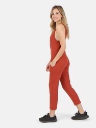Costa Organic Cotton Waffle Thermal Pocketed Jumpsuit - Brick