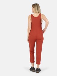 Costa Organic Cotton Waffle Thermal Pocketed Jumpsuit - Brick