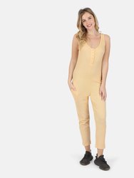 Costa Organic Cotton Waffle Thermal Pocketed Jumpsuit - Canary