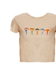 Cropped Everyday Organic Cotton Tee - Dancing Shrooms