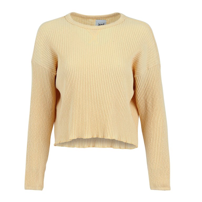 Fiona Organic Cotton Waffle Thermal Pullover Top - Canary - Canary
