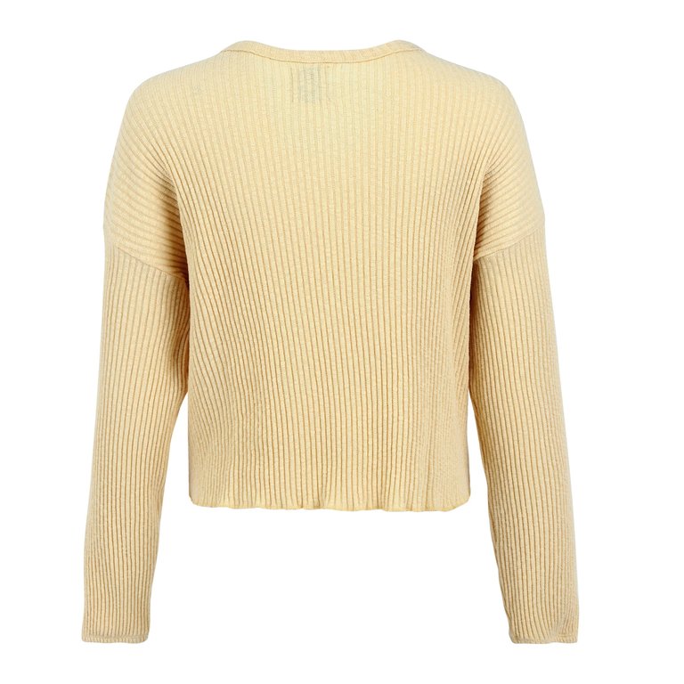 Fiona Organic Cotton Waffle Thermal Pullover Top - Canary