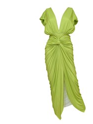 Goddess Ruched Twist Dress - Pear