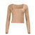 Hailey Mesh and Cotton Long Sleeve Top - Latte